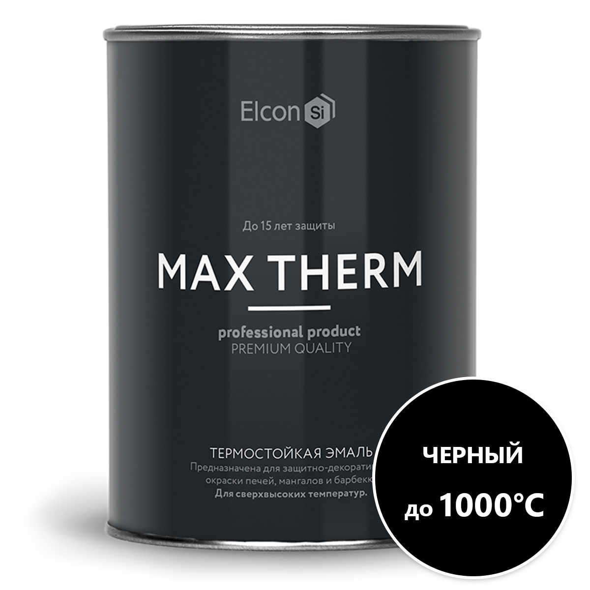 Краска термостойкая (Эмаль) антикоррозионная (до 1000°С; 0,8 кг) Черная Элкон (Elcon)