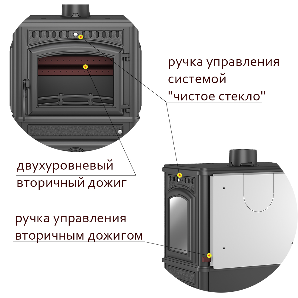 Печь-камин Везувий LV-12PS "Антрацит"