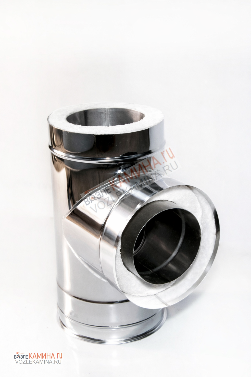 ДСС Тройник (сэндвич) 90гр д250х330 1мм Aisi 316 / КЕРАМО / 0,5мм Aisi 430 заглушка в комплекте